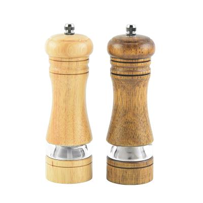 China 6 Inch Salt and Pepper Grinder Ceramic Wood Core Manual Home Oak Pepper Seasoning Safe Easy to Use Non-Toxic Seasoning Bottle for sale