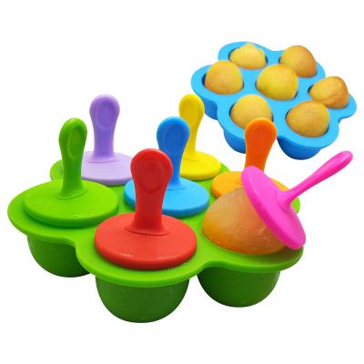 China Creative Silicone Popsicle Mold Cake Mold Silicone 7 Hole Ice Cream Mold Viable Multifunctional Colorful DIY Popsicle Tray for sale