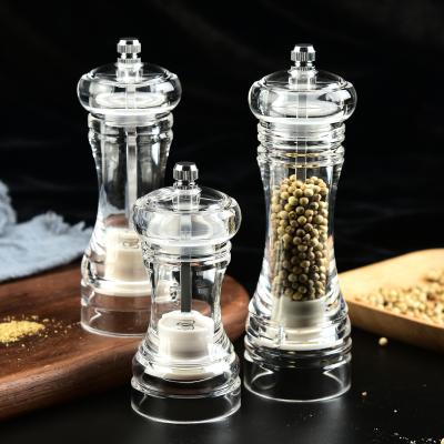 China Wholesale Viable 4 Inch 5 Inch 6 Inch Mini Salt And Pepper Mill Pepper Grinder Bottle Manual Acrylic Spice And Pepper Shakers for sale