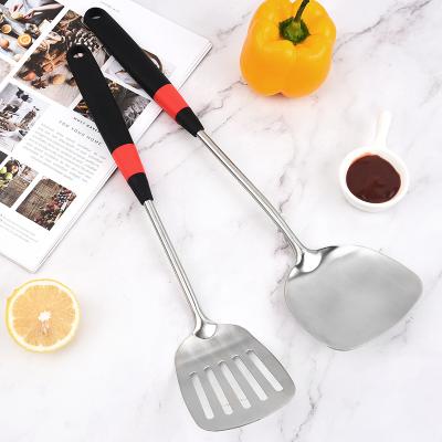 China Viable factory wholesale stainless steel+silicone handle kitchen tools utensils cookware set kitchenware for sale