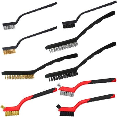 China Durable wire brush set with 3 pcs stainless steel wire brush /3 pcs brass wire brush /3 pcs nylon wire brush for sale