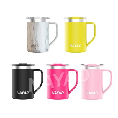 China NAYAD Hot Sale 450ml 15oz 304 Stainless Steel Double Wall Vacuum PORTABLE Coffee Mug With Clear Lid for sale