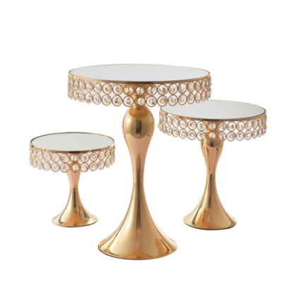 China Sustainable European wedding props iron cake stand home decoration party tray metal dessert display crystal table for sale