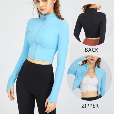 China Breathable Well-Fitting Stretch Quick Dry Fitness Sports Training T-Shirt Women's Wear Yoga Zipper Jacket Top Running Top for sale