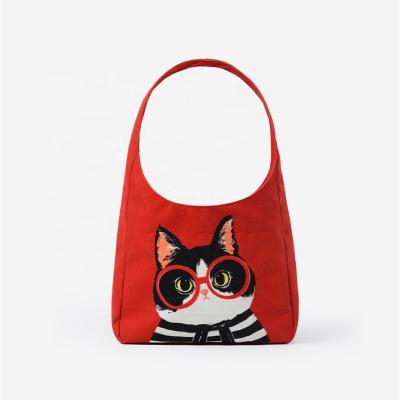 China Reusable Wholesale Custom Logo Women Reusable Canvas Organic Red Cotton Tote Shopping Bag With Custom Printed Logo for sale