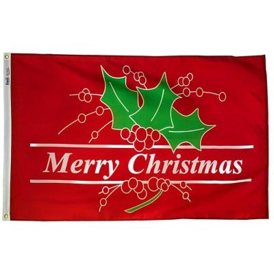 China Stability 3*5ft 110g 130g Knitted Fabric Polyester Christmas Flag Banners for sale