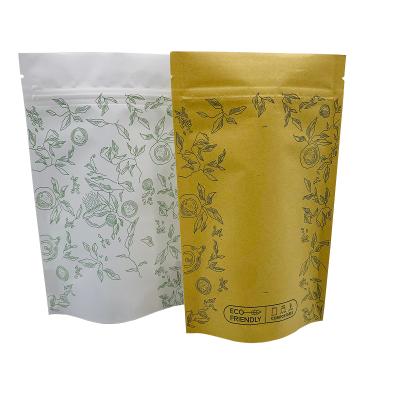 China BIODEGRADABLE custom printing 100% biodegradable pla bag food packaging paper zipper pouch for coffee tea for sale