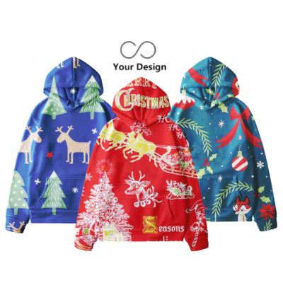 China Wholesale High Quality Customized Anti-wrinkle OEM Print Christmas Pattern Sweatshirt Plus Size Cotton Unisex Pullover Custom Hoodies for sale