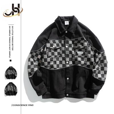 China Long Outdoor Jackets Windproof JH Abrigos Vaqueros Denim Coat Reflective Brands Beedees Viable New Fashion Checkerboard for sale