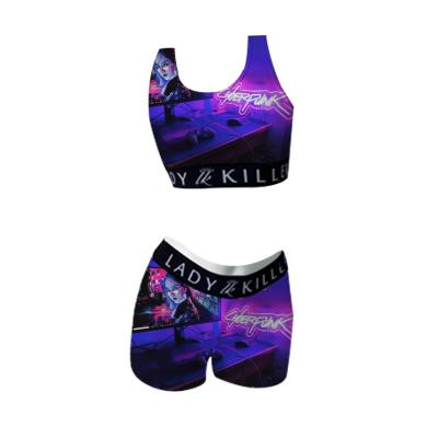 China Logo Women Anti-pilling Backless Sexy Two Piece Set Sport Wear Joggers Pants Crew Neck High Quality Custom Running Yoga for sale