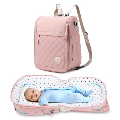 China OMASKA Water Resistant Baby Hutch Diaper Mommy Diaper Backpack Baby 3 in 1 Diaper Bag Backpack Collapsible Baby Crib for sale