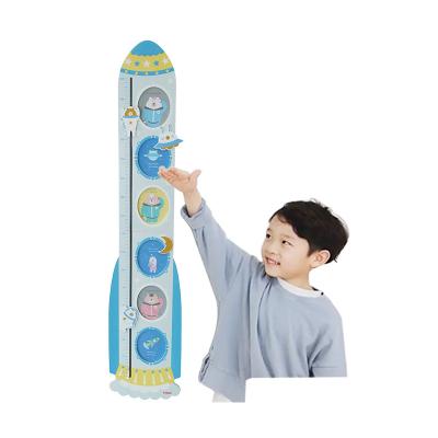 China Rocket Style Child Wall Height Chart Rocket Style Stature Wooden Height Measurement Ruler for sale