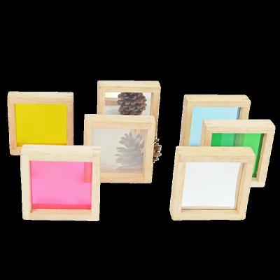 China Kidpik 7pcs Square Smooth Round Rainbow Mirrors 14cm Acrylic Blocks Diy Toys Kids Building Block for sale