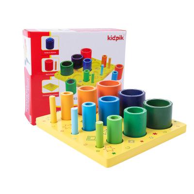 China Wooden Montessori Toy Nest Stacking Cylinders Block Puzzle Game Sensory Educational Toys for Children for sale