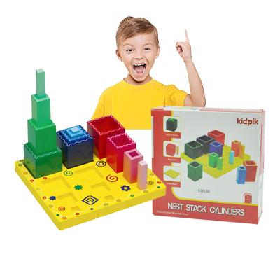 China Educational Puzzle Game Nest Stacking Cube Montessori Wooden Rod Toys Stacking Blocks for sale