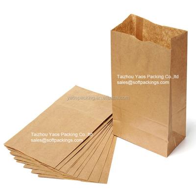 China Recyclable Take Out Fast Food Paper Bag With Square Bottom, High Quality Kraft Paper Bag Without Handle, Custom Printed Kraft Paper Bag for sale