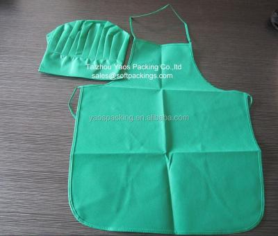 China Fancy Non-woven Fabric Adults Non-woven Hat and Apron and Kids High Quality Chef, Wholesale Reusable Kitchen Apron and Chef Hat for sale