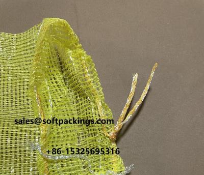 China Recyclable Popular Premium Onion Mesh Bag Potato Mesh Bag-Yellow Quality Onion With Rope for sale