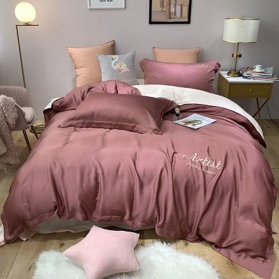 China China supplier solid color tencel embroidery Bedding set Quilted microfiber Bedspreads Set bed sheet for sale