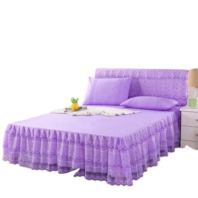 China Wholesale Beautiful Wash Cotton Lace Bed Sheet bedspread Bed Skirt for sale