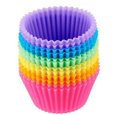 China Sustainable Baking Tool Cupcake Molds Colorful Reusable Silicone Baking Cups Cake Muffin Liners for sale