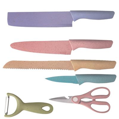 China Durable 6PCS Kitchen Stainless Steel Colorful Knives and Peeler Rust Proof High Hardness Ceramic Blade for Vegetable Fruit Bread for sale