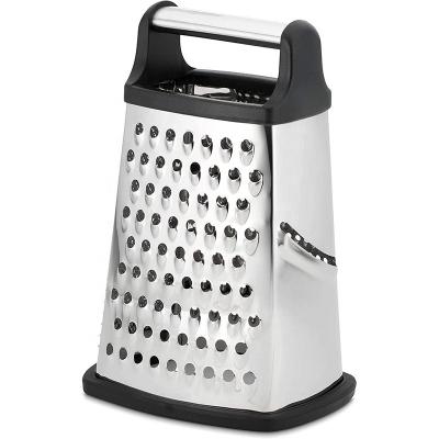 China Professional Ginger Black 4 Sides Vegetable Parmesan Tool Kitchen Stainless Steel Box Grater for sale