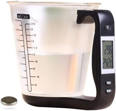 China WITH LID 1kg/600ml Kitchen Scale Digital Measuring Cup Food Weighting Scale Measures Weighing Baking Cooking Plastic Measuring Cups for sale