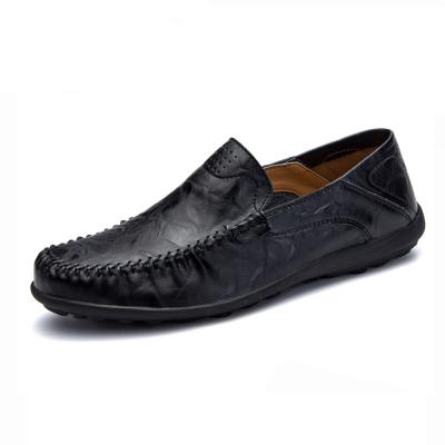 China Hot Selling Flat Slip On Genuine Leather Breathable Casual Shoes Comfortable Men's Stylish Shoes For Men for sale