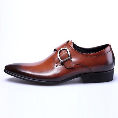 China Fashionable Men Flat Leather Shoes Buckle Strap Business Formal Shoes Pointed Stylish Men Shoes for sale