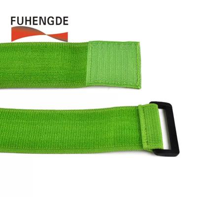 China Elastic Customized Hook And Loop Elastic Strap With Plastic Buckle for sale