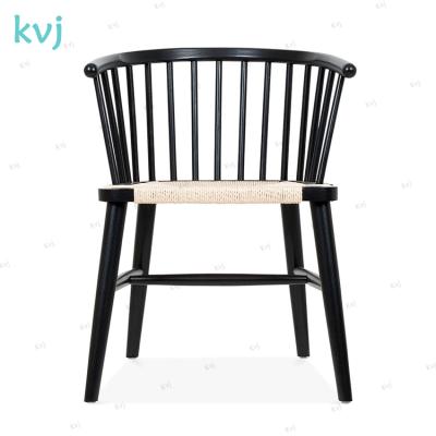 China KVJ-7880 solid wood black modern nordic wood cord dining windsor chair for sale