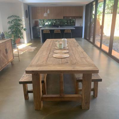 China Wholesale Rustic Natural Long Table KVJ-8093 Reclaimed Solid Wood Dining Table for sale