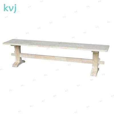 China KVJ-7999 Solid Wood Antique Wash White Distressed Long Wood Dining Bench for sale