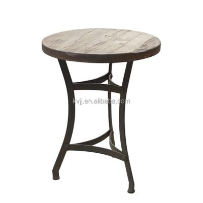 China KVJ-7361 solid wood outdoor funiture round elm table with umbrella hole side table for sale