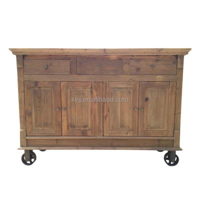 China Reclaimed KVJ-7309 Solid Wood Chinese Antique Style With Wheels Wooden Cabinet for sale