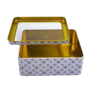 China Handmade tin box with PVC window rectangle tinplate food box matel storage box for sale