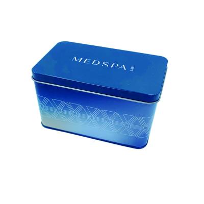 China Factory price cosmetic hinged cosmetic tin box packaging, rectangle brush tin metal container cosmetic box, cosmetic tin box for shampoo for sale