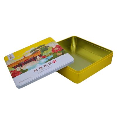 China Gift & Craft 4C Printing High Quality Custom Printed Big Square Metal Tin Box Square Metal Tin Box Tea Gift Package Black Square Gold Box for sale