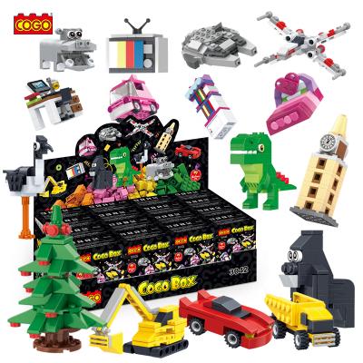 China Plastic COGO Kids Custom Building Blocks Christmas Blind Box Display Toys Sets For Gift for sale