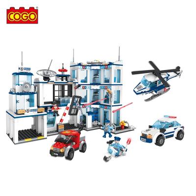 China Plastic Building Toy COGO 950 PCS ABS Kids Car Helicopter Bricks Educational Police Station Building Blocks City Toys Bricks For Children for sale