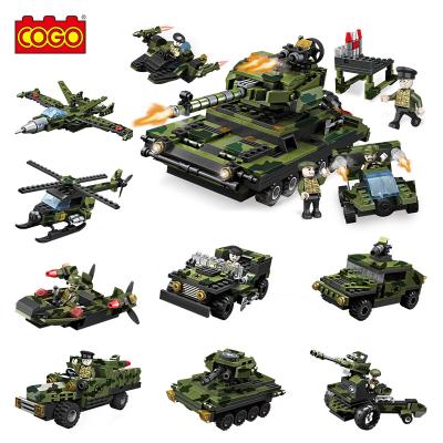 China COGO Building Toy 8 in 1 Assemble Building Blocks Set Military Police Car Bricks Toys for Kids Boys Play for sale