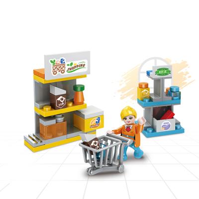 China Building Toy COGO Shopping Mall Small Shopping Cart DIY Educational Toys For Gift for sale