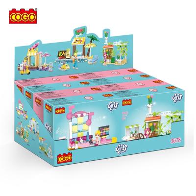 China Building Block Toy COGO 824pcs Fashion Mini Girls 8pcs Street Scenes Building Block Sets Assembly Building Blocks Puzzle Toy for sale