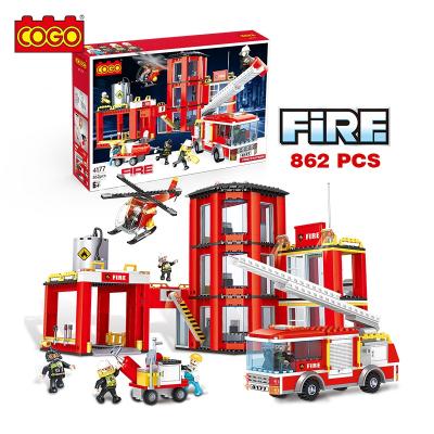 China The Toy COGO 862 PCS Building Block Juguetes Educational Fire Station Brick Plastic Toys For Children for sale