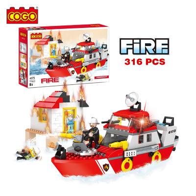 China Wholesale Educational Construction Toy COGO Supplies Model Building Blocks Marine Fire Boat Toys For Children for sale