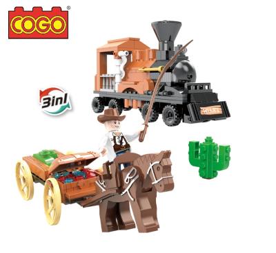 China COGO 212 PCS Building Toy Collect Wholesale Hot Sale Plastic Building Block Train Car Cowboy City Toys For Children for sale