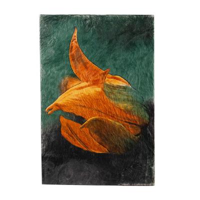 China Abstract Design Artwork Painting Living Room Wall Decoration Wall Painting With Frame Cowhide Wall Art Cowhide Painting for sale