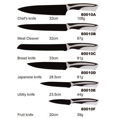 China New Hot Selling Style Minimalist 6 Pieces Stainless Steel Kitchen Sharp Knife Set for sale