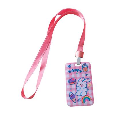 China Cute Stand Lanyard Push Card Holder Simple Decroration Wind Cartoon Calf Student Bus Access Card Holder for sale